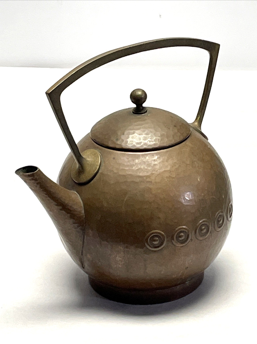 Antique WMF Jugendstil Hammered Copper Teapot Kettle Ostrich Mark Art Nouveau
